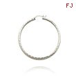 14K White Gold 2x35mm Diamond Cut Round Tube Hoops