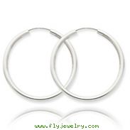 14K White Gold 2x35mm Polished Endless Hoop Earrings