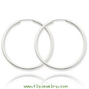 14K White Gold 2x40mm Polished Endless Hoop Earrings