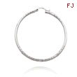 14K White Gold 2x45mm Diamond Cut Round Tube Hoops