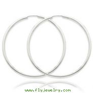 14K White Gold 2x45mm Polished Endless Hoop Earrings