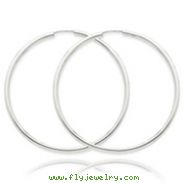 14K White Gold 2x45mm Polished Endless Hoop Earrings