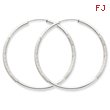 14K White Gold 2x47mm Diamond-Cut Endless Hoop Earrings