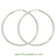 14K White Gold 2x47mm Diamond-Cut Endless Hoop Earrings