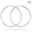 14K White Gold 2x50mm Polished Endless Hoop Earrings