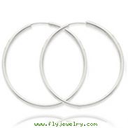 14K White Gold 2x50mm Polished Endless Hoop Earrings