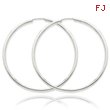 14K White Gold 2x55mm Polished Endless Hoop Earrings