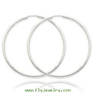 14K White Gold 2x55mm Polished Endless Hoop Earrings