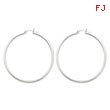 14K White Gold 2x55mm Square Tube Hoops