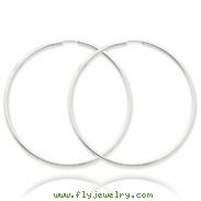 14K White Gold 2x65mm Polished Endless Hoop Earrings