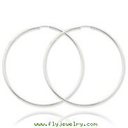 14K White Gold 2x65mm Polished Endless Hoop Earrings