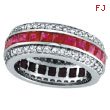 14K White Gold 3-Tier 4.42ct Ruby and 1.28ct Diamond Eternity Band Ring