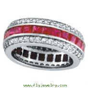 14K White Gold 3-Tier 4.42ct Ruby and 1.28ct Diamond Eternity Band Ring