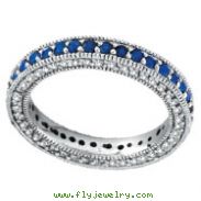 14K White Gold 3-Tier .86ct Sapphire & .60ct Diamond Eternity Band Ring