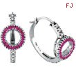 14K White Gold .30ct Diamond & Genuine Precious .45ct Pink Sapphire Circle Hoop Earrings