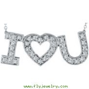14K White Gold .30ct Diamond "I Love You" Pendant Necklace