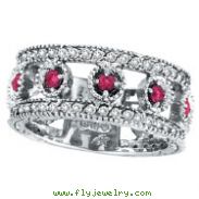 14K White Gold .30ct Pink Sapphire Eternity and .42ct Diamond Ring Band