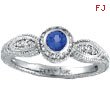 14K White Gold .30ct Tanzanite With .14ct Diamond Bezel Rustic-Style Ring