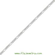 14K White Gold 3.0mm Flat Figaro Chain