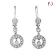 14K White Gold .32ct Diamond Dangle Drop Graduated Circle Earrings