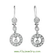 14K White Gold .32ct Diamond Dangle Drop Graduated Circle Earrings