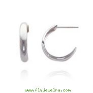 14K White Gold 3.50x15mm C-Hoop Earrings