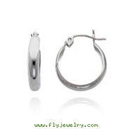 14K White Gold 3.50x15mm Polished Hinged Hoops