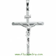 14K White Gold 35.0x25.0 Crucifix Pendant