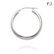 14K White Gold 3.75x20mm Round Tube Hoops