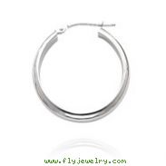 14K White Gold 3.75x20mm Round Tube Hoops