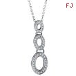 14K White Gold .38ct Diamond Graduated Oval Pendant on Cable Chain Necklace