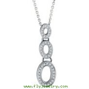 14K White Gold .38ct Diamond Graduated Oval Pendant on Cable Chain Necklace
