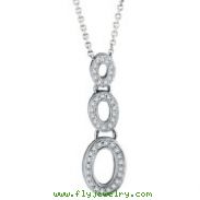 14K White Gold .38ct Diamond Graduated Oval Pendant on Cable Chain Necklace