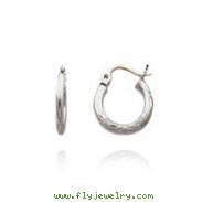 14K White Gold 3x10mm Satin & Diamond Cut Hoops