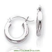 14K White Gold 3x14mm Round Hoop Earrings