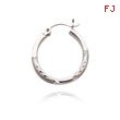 14K White Gold 3x15mm Satin & Diamond Cut Hoops