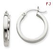 14K White Gold 3x20mm Rectangle Tube Hoop