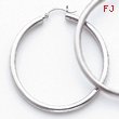 14K White Gold 3x50mm Round Hoop Earrings