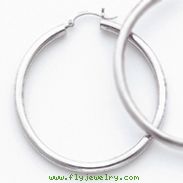 14K White Gold 3x50mm Round Hoop Earrings