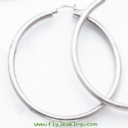 14K White Gold 3x55mm Round Hoop Earrings