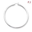 14K White Gold 3x65mm Round Hoop Earrings