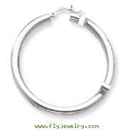 14K White Gold 4 x 50mm Tube Hoop Earrings