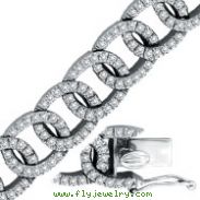 14K White Gold 4.05ct Diamond Oval Link Bracelet,