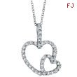 14K White Gold .40ct Diamond Double Heart Pendant Necklace