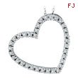 14K White Gold .40ct Diamond Slanted Heart Pendant Necklace