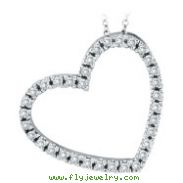 14K White Gold .40ct Diamond Slanted Heart Pendant Necklace