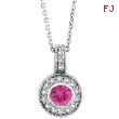 14K White Gold .40ct Pink Sapphire & .22ct Diamond Pendant On Cable Chain Necklace