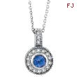 14K White Gold .45ct Tanzanite & .22ct Diamond Pendant On Cable Chain Necklace