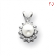 14k White Gold 4.5mm Pearl A Diamond pendant