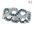 14K White Gold .46ct Sapphire & .34ct Diamond Twisted Open Hexagonal-Shaped Eternity Ring